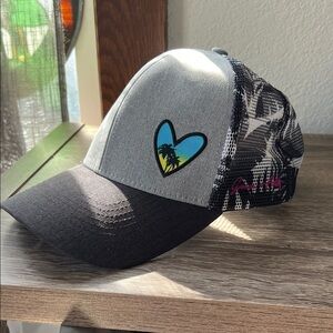 Gray and Black Trucker Hat with Heart Design